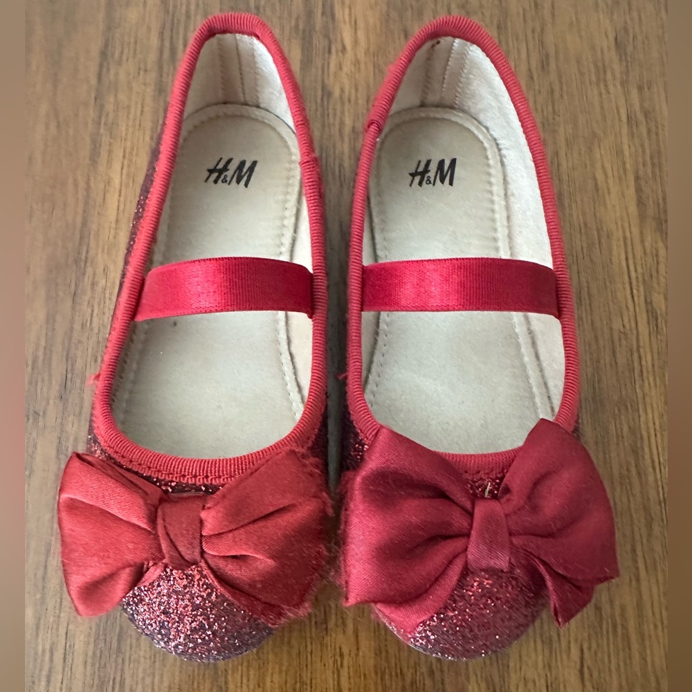 H&M Glittery Red Kids Shoes with Bow